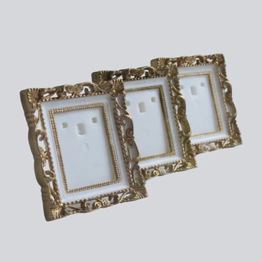 3 Gold Filigree Plastic Picture Frames for Dollhouse or Curio Cabinet, Mini Picture Frames 