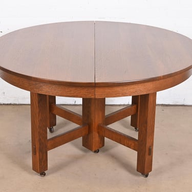Antique Stickley Brothers Mission Oak Arts & Crafts Extension Dining Table, Circa 1900