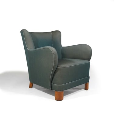 1940 Danish Lounge Chair in Original Wool Fabric