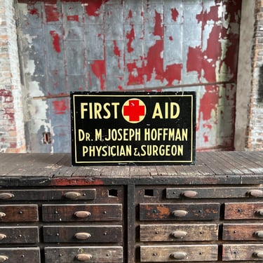 Vintage Dr. Hoffman First Aid Double Sided Sign 