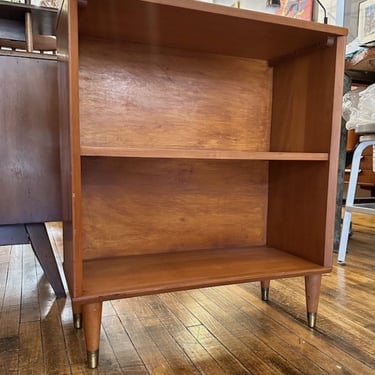 Small Mid Century Bookcase with brass capped feet