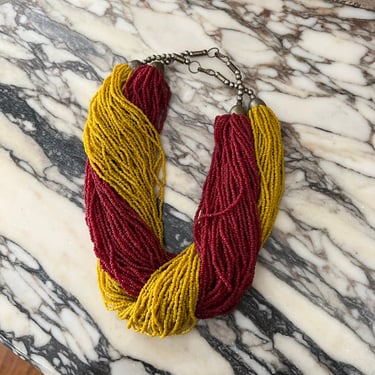 BLOWOUT  SALE | vintage  Red & Yellow Chunky Beaded Necklace 