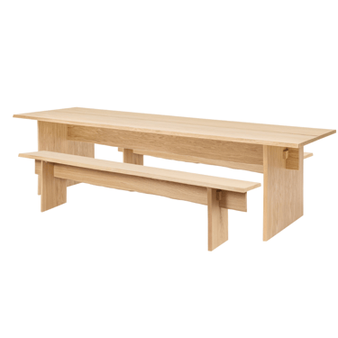 bookmatch table 108.3&quot; + bookmatch benches in oak