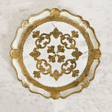 vintage Florentine tray, gold and white
