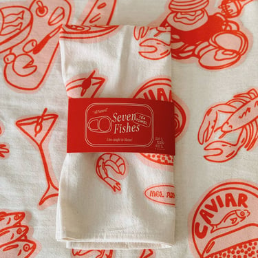 Seven Fishes Tea Towel - Gumdrop