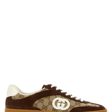 Gucci Men Gg Fabric And Suede Sneakers