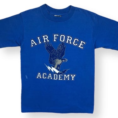 Vintage 80s/90s Air Force Academy Falcons Single Stitch Graphic Military College T-Shirt Size Medium 