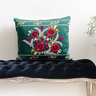 Vintage Uzbek Suzani Samarkand Small Hand Embroidered Silk Decorative Pillowcase Cotton Linen Pillowcases 