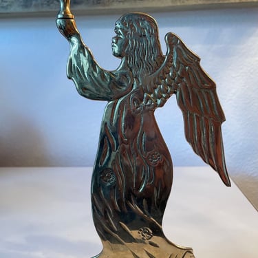 Vintage Brass Angel Candlestick candleholder Winged Angelic Taper Candle holder | Christmas Candle Holder | Angel Brass Candlestick 