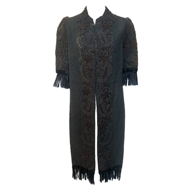 Victorian Capelet w/Black Ribbon Fringe and Brown Embroidery