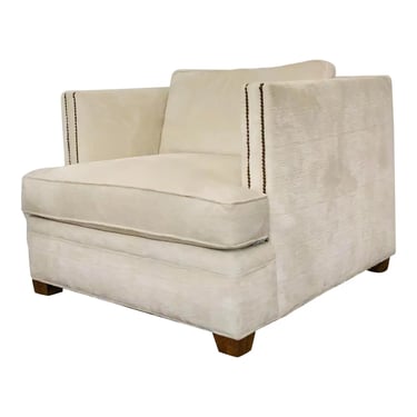 Caracole Couture Modern White Velvet Club Chair