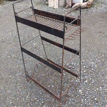 Rusty Tiered Metal Shelf, 21 x 15 x 37