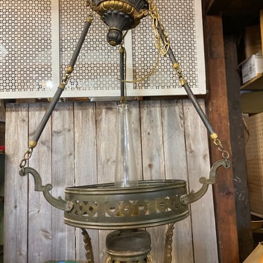 Antique Hanging Light with Brass Details