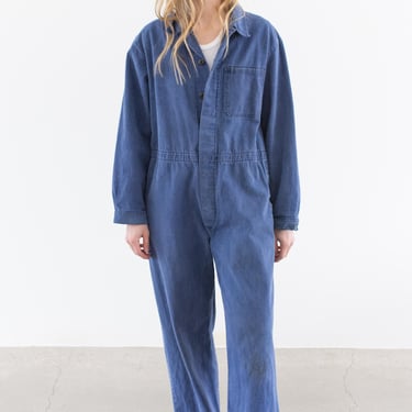 Vintage True Blue Jumpsuit | Unisex Herringbone Twill Cotton Coverall Mechanic Suit Boilersuit Onesie | M | COV29 