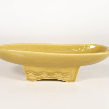 Vintage Glossy Honey Mustard Yellow Sculptural Modernist Ceramic Tray by McCoy Plate Soap Holder Retro Pottery Pop Art Bowl Keys Planter Pot 