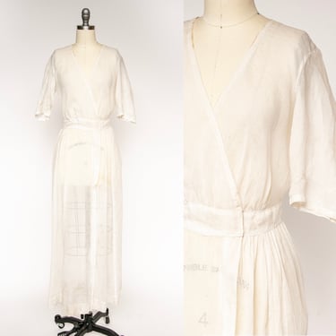 Antique Edwardian Lawn Dress Sheer Cotton 1910s S 