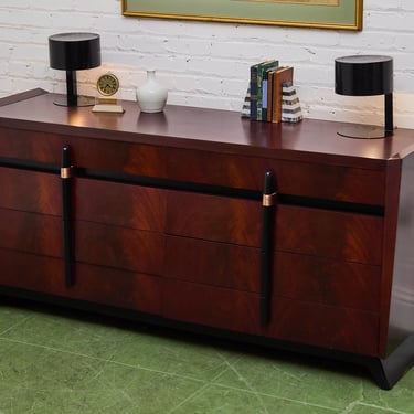 1950s Vintage Mid Century Modern Streamline Deco Long Dresser