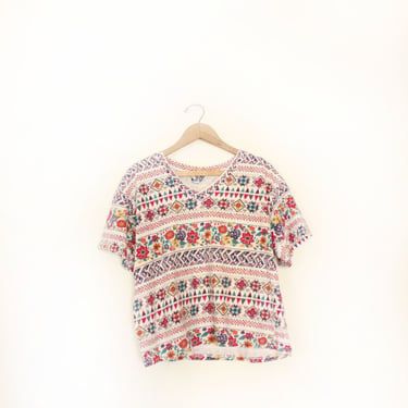 Flower Stripe 90s Boxy Tee 