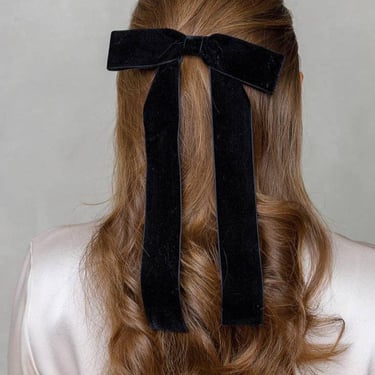 Long Velvet Bow Barrette