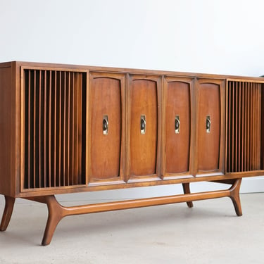 Refinished Mid Century Modern Zenith Record Console 