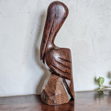 Hand Carved Ironwood Pelican Bird Figurine 