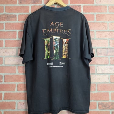 Vintage 2005 Double Sided Age of Empires ORIGINAL PC Game Promo Tee - Extra Large 