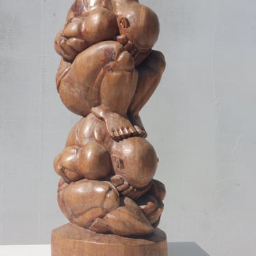 Vintage Yogi Man, Wooden Yogi Man, Orang Malu, Weeping Buddha, Europe, 1980s 