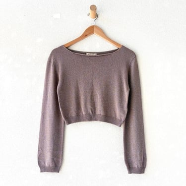 Paloma Wool taupe lavender sparkle cropped sweater sz S