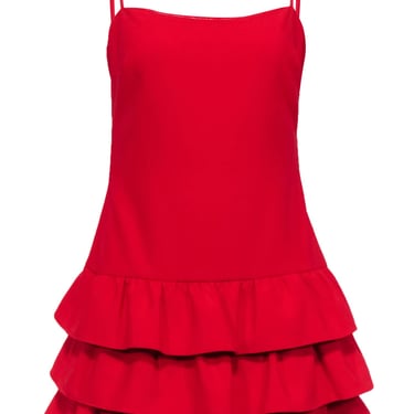 Likely - Red Sleeveless Ruffled Bottom Mini Dress Sz 8