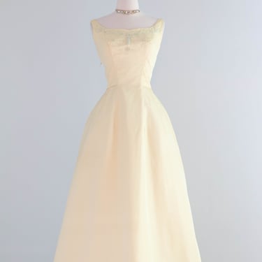 Iconic 1967 Rose Festival Princess Gown In Butter Yellow Silk / S