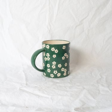 Scattered Petunia Mug in Emerald