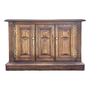 Vintage Oak Raised Paneled Credenza Sideboard 