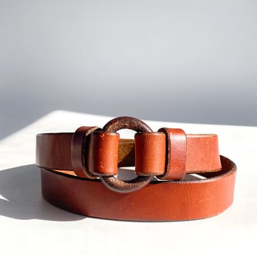 Vintage Dark Tan Leather Loop Belt