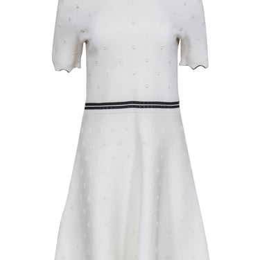 Sandro - White Textured Flare Dress Sz L