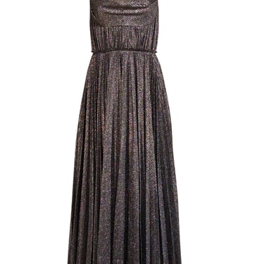 Lela Rose - Black & Silver Metallic Pleated Formal Dress Sz 6