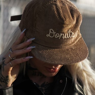 Donuts Chainstitch Hat | Chainstitch Embroidery Hat | Food Hat | Foodie Gifts | Corduroy Unstructured Vintage Style Cap 