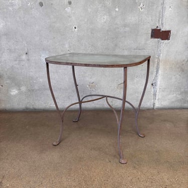Vintage Salterini Wrought Iron Glass Top Console Side Table #1