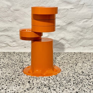 Rare Orange Pluvium Umbrella Stand Holder by Giancarlo Piretti for Anonima Castelli | Italian Space Age | 1970s 