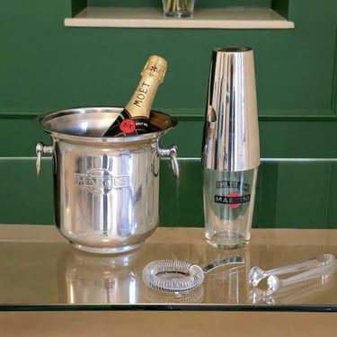 Vintage  set Martini / bar / ice bucket Martini / cocktail shaker Martini / barman 