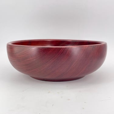 Vintage Nazareno Purpleheart Turned Oval Centerpiece Fruit Bowl Footed Mid-Century 