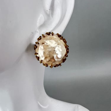 Miriam Haskell Vintage Clip Earrings Baroque Pearl 