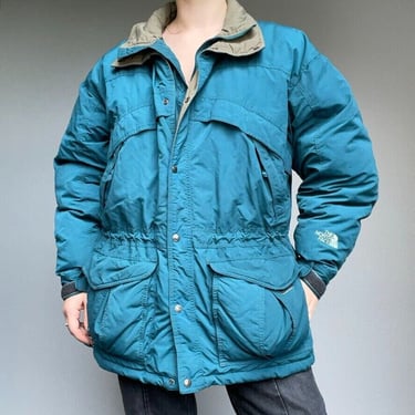 Vintage The North Face Blue Goose Down Puffer Quilted Ski Jacket Women's Sz XL 