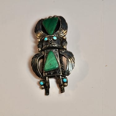 Old Pawn Native American Kachina Bolo Tie Signed Rare 