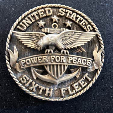 United States Sixth Fleet Solid Brass Plaque