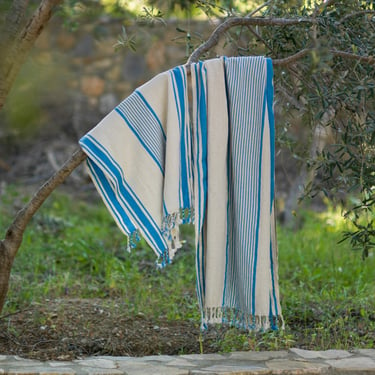 Blue Striped Linen Towel