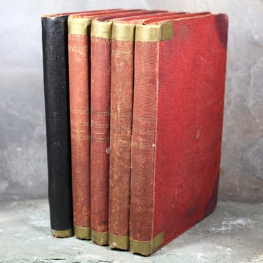 Franconia Stories by Jacob Abbott | 1850s Antique Set of 5 Children's Reading Textbooks | Set includes 5 of the 10 in the series 