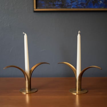 Swedish Brass Liljan Candle Holders by Ivar Ålenius Björk for Ystad Metall 