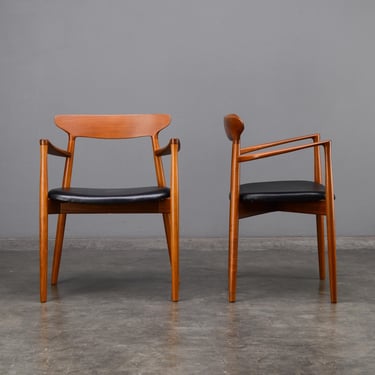 PAIR: Harry Østergaard Model 59 Teak Armchairs Dining Chairs Mid Century Danish Modern 