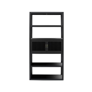 Black Bar Shutter Doors Minimalistic Bookcase Divider Cabinet Etagere ws4747E 