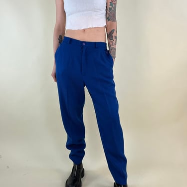 90s Blue Wool Blend Trousers / 28" Medium 